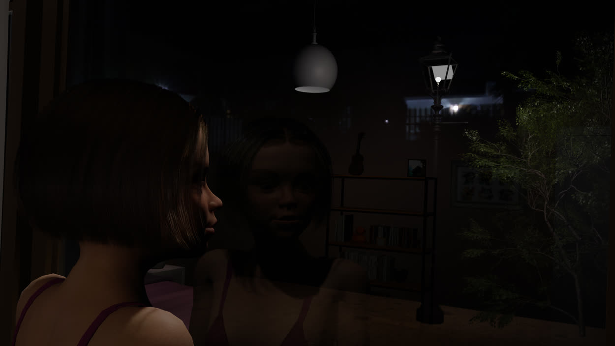 Frame from the Ketambo Films 3D animation short film — a character looking out of a window